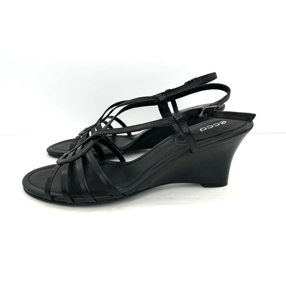 Ecco leather wedge sling back women’s sandals shoes.